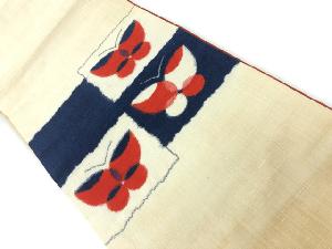 アンティーク　手織古渡蝶模様袋帯（材料）